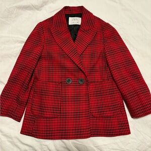 NWOT Zara Kids Size 6 Red Plaid Jacket Blazer